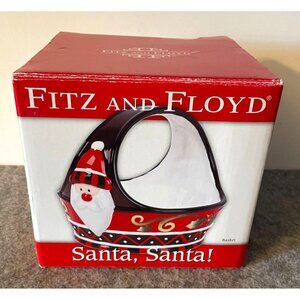 Fitz and Floyd Santa Ceramic Candy Dish Basket,  # 2558